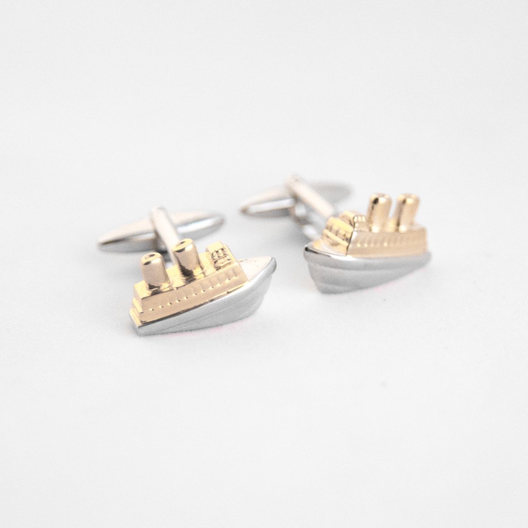 海洋系列 金银色 游轮 袖扣 Cruise Cufflink - 袖扣 - 其他金属 