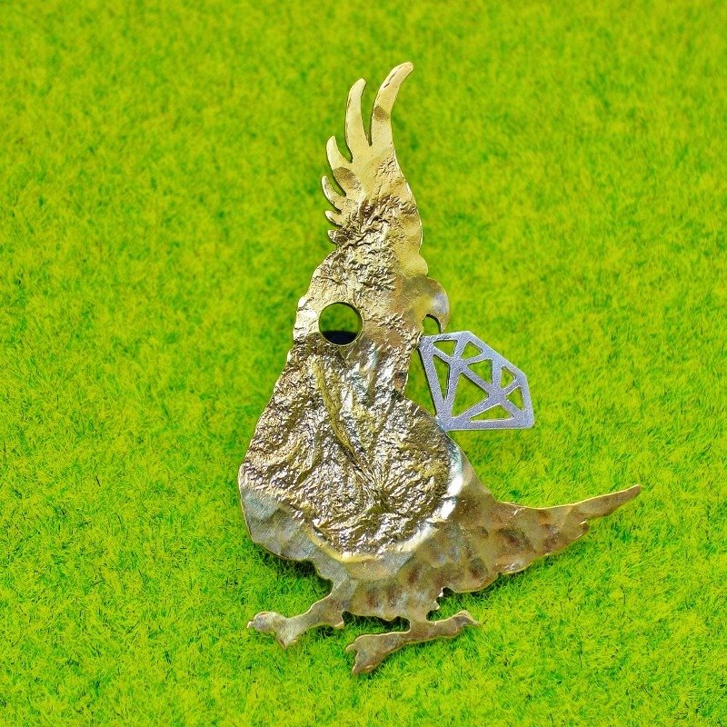 Pin brooch of cockatiel [adamant] - 胸针 - 其他金属 橘色