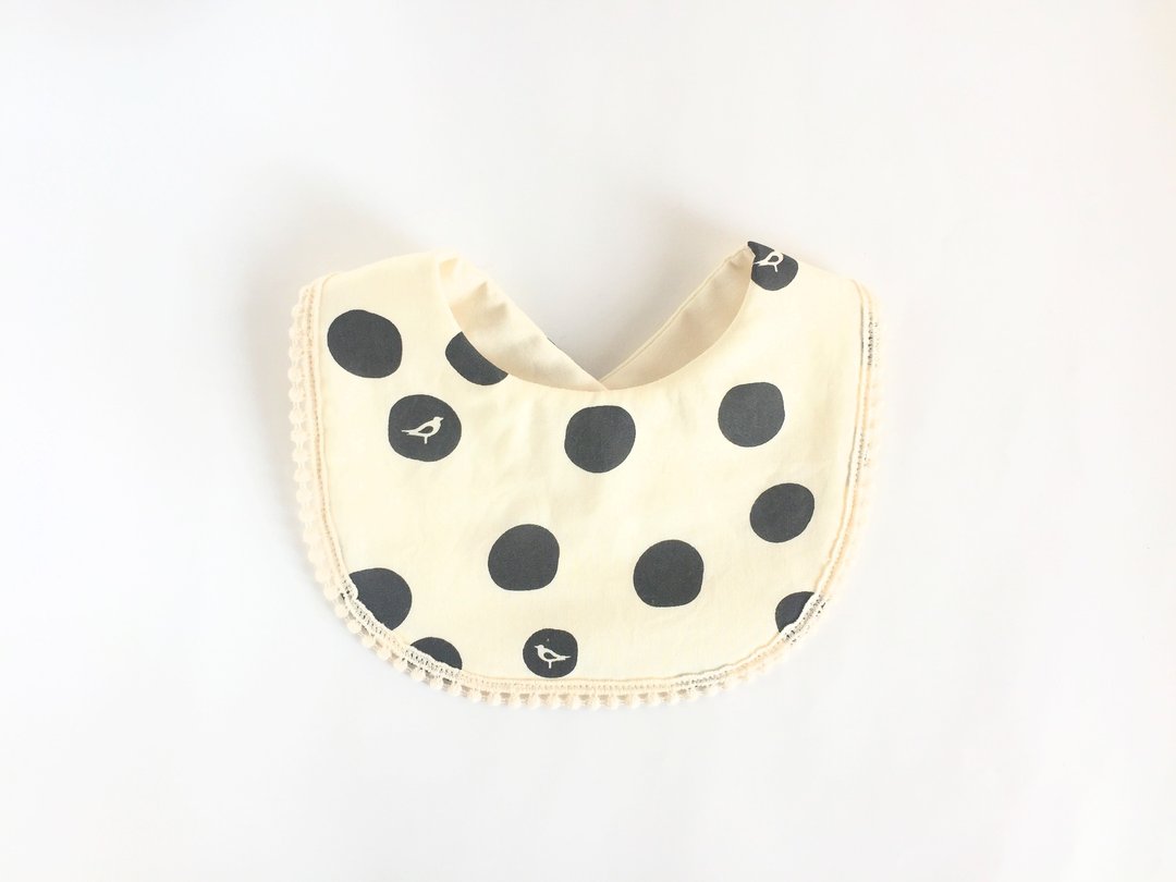 100% Organic Cotton Bib / Kuro no Mizutama and Bird - 围嘴/口水巾 - 棉 黑色