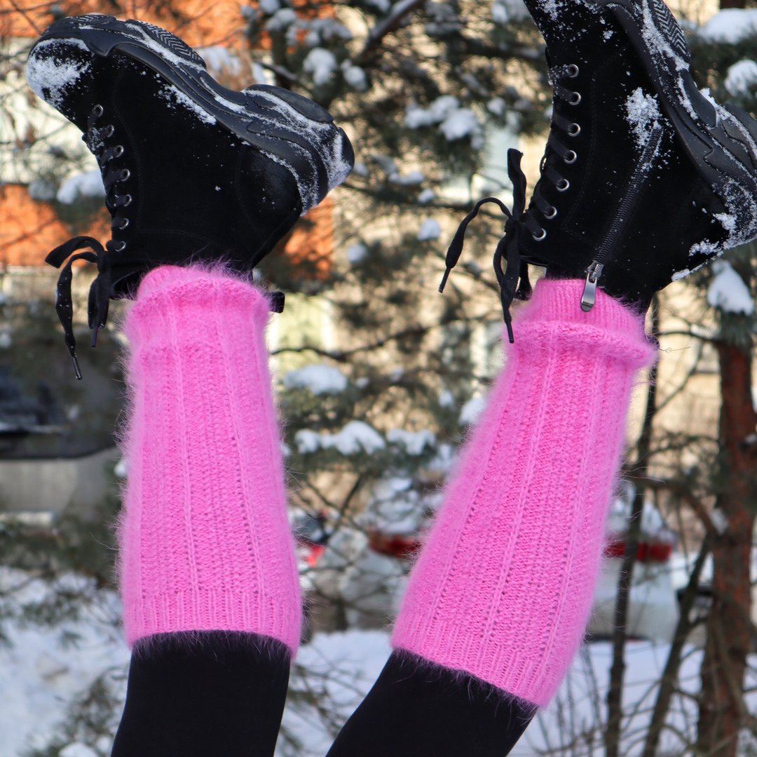 Angora leg warmers women, Fluffy leg warmers,  Knit boot topperscks - 袜子 - 羊毛 