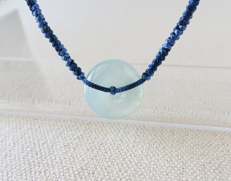 本命年【岁岁平安】平安扣翡翠丝光编织项链*SS01*招财、开运 - 锁骨链 - 宝石 多色