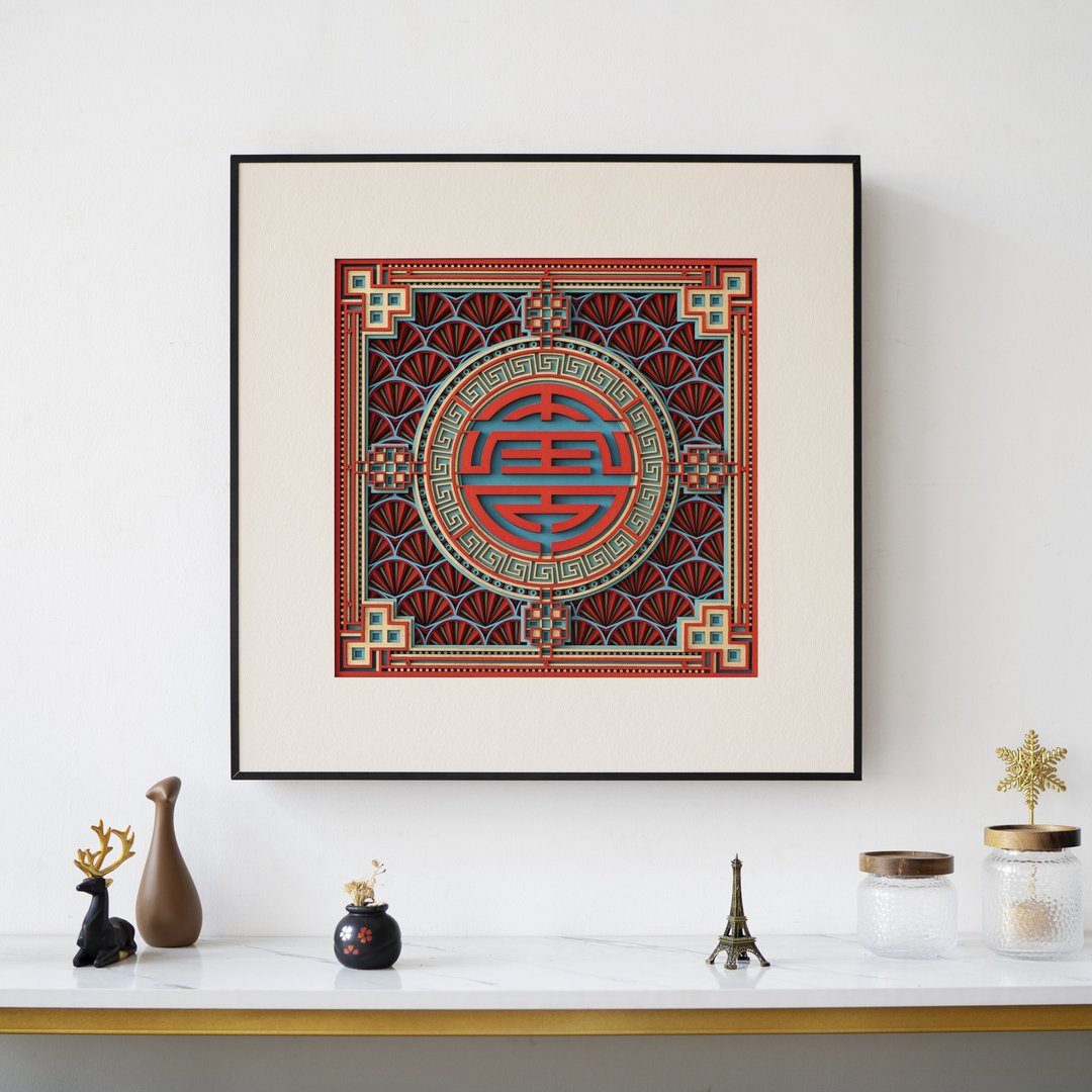 寿比南山|新中式福字挂画沙发背景墙装饰画高档玄关壁画 - 海报/装饰画/版画 - 木头 