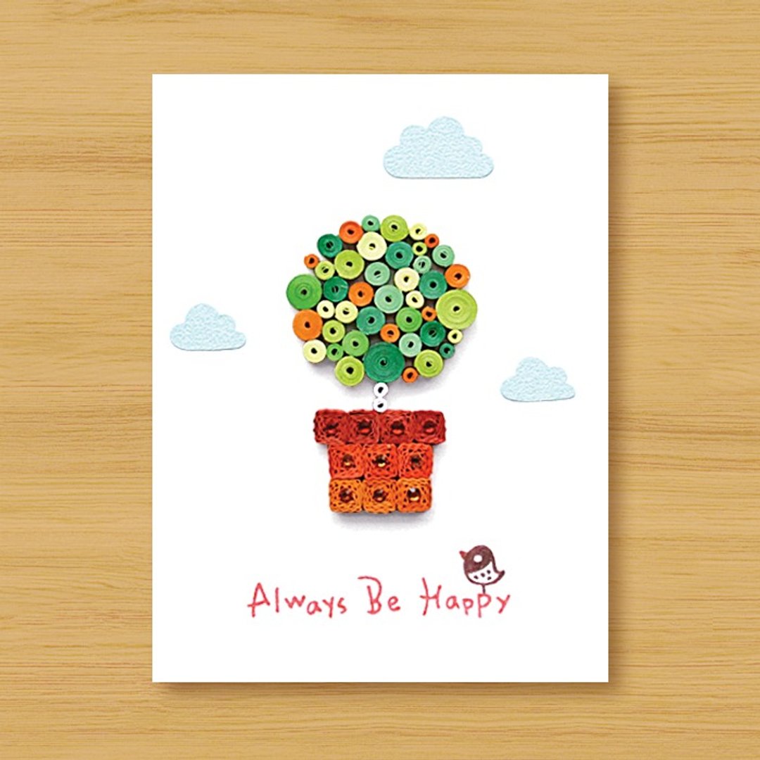 手工卷纸卡片 _疗愈小盆栽 Always Be Happy - 生日卡、感谢卡 - 卡片/明信片 - 纸 绿色