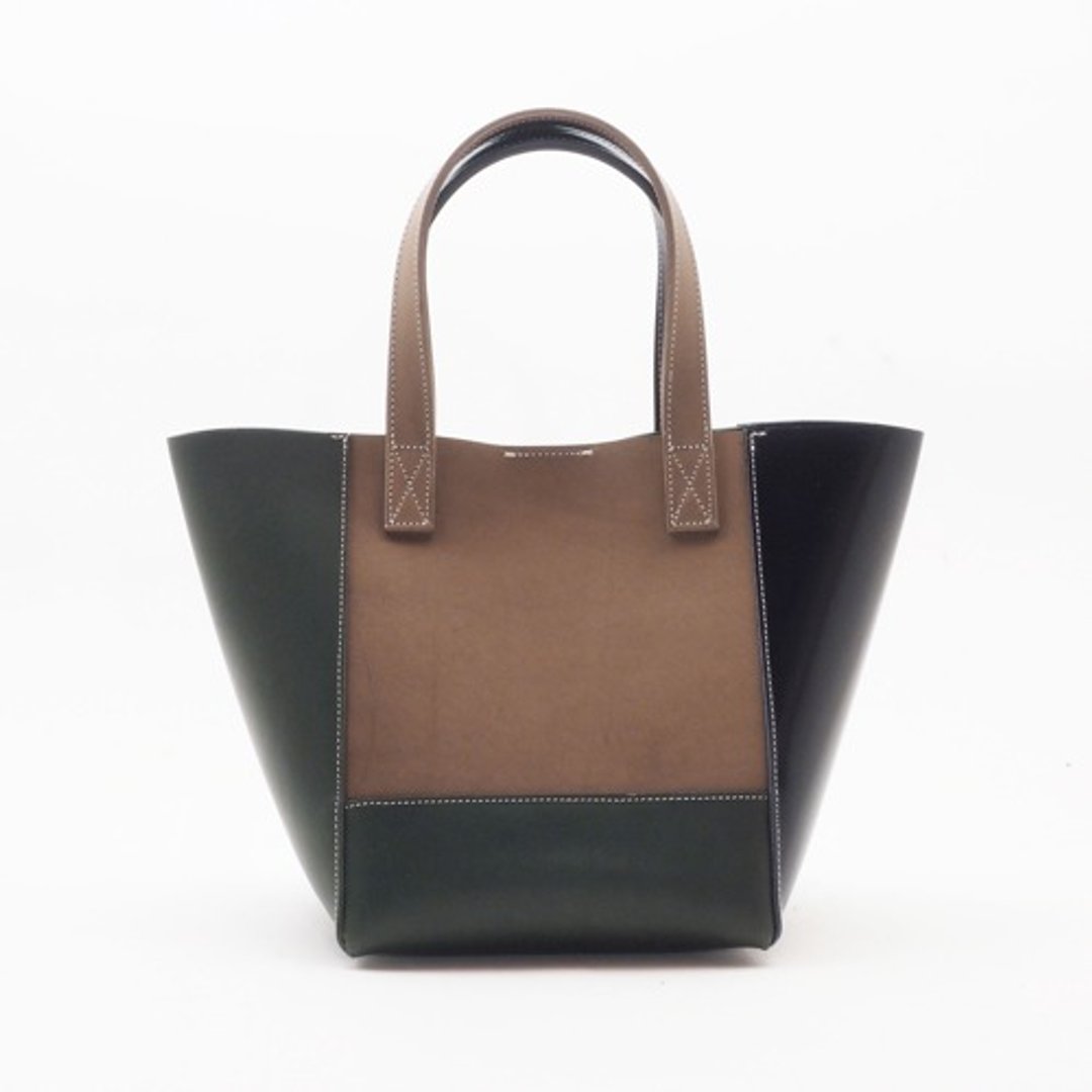 <Stock SALE> Square bag (green x navy x sand)/cowhide/tannin tanning/tanned leather/italy leather/HB042 - 手提包/手提袋 - 真皮 