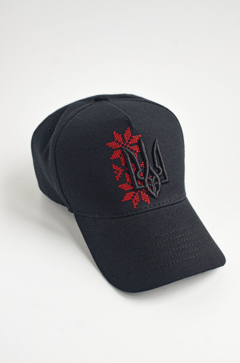 时尚乌克兰三叉戟刺绣帽 | 乌克兰设计 | 乌克兰礼物 - 帽子 - 棉．麻 多色