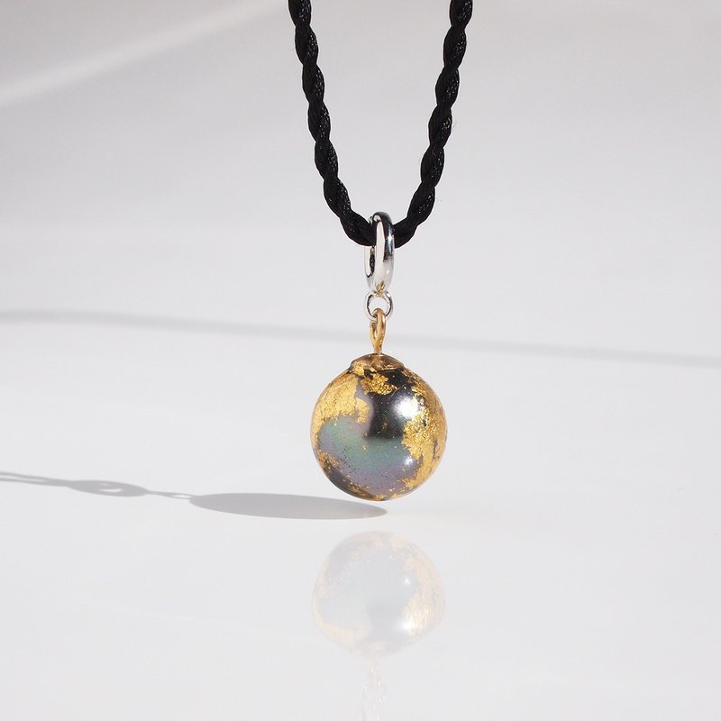 日本制造地球项链金叶和 10 毫米孔雀珍珠长项链 70 厘米长度可调整男女皆宜 - 项链 - 珍珠 蓝色