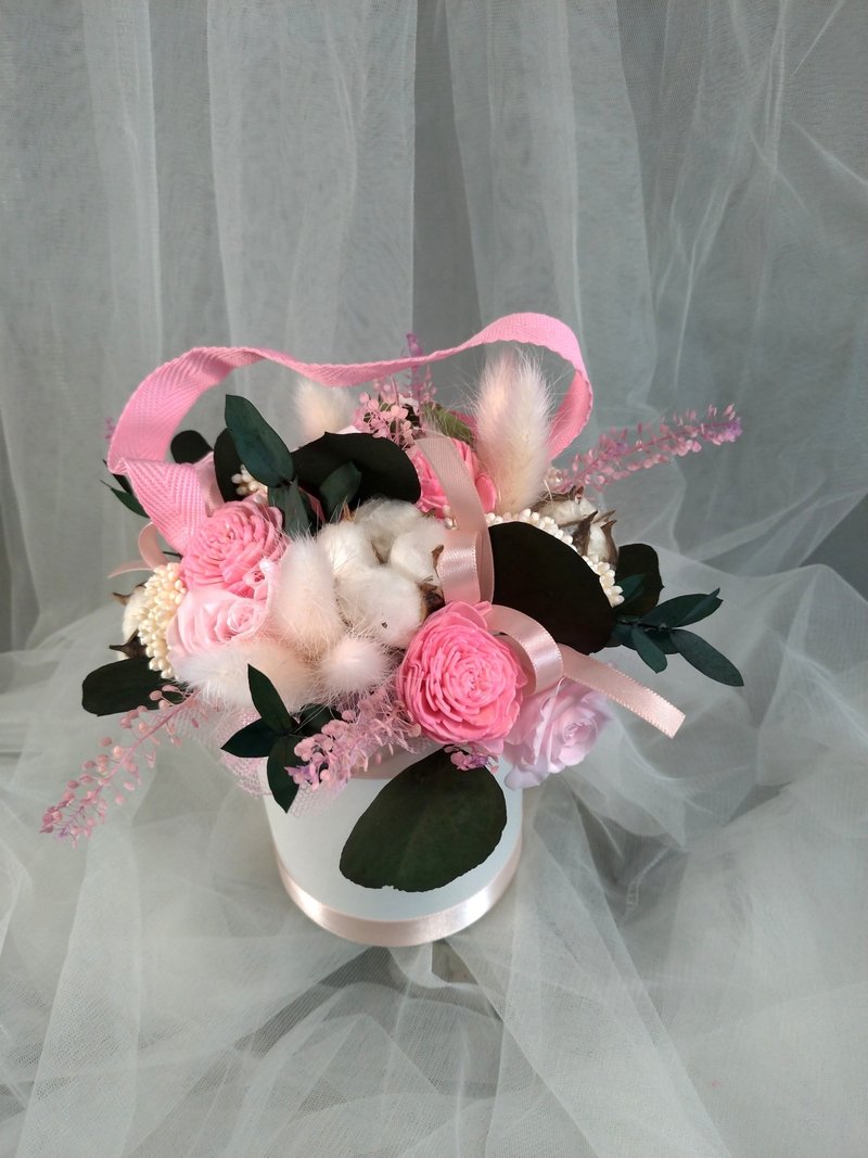 童篮 / 小花篮 干燥花 / 永生花 新娘花艺 CHILD-01 - 一对(2个) - 胸花/手腕花 - 植物．花 粉红色