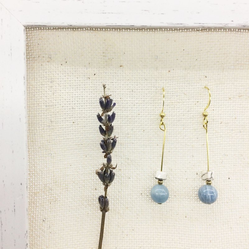 老林杂货Travelin 天然石黄铜耳环 好运系列-白松石/海蓝宝 - 耳环/耳夹 - 宝石 蓝色