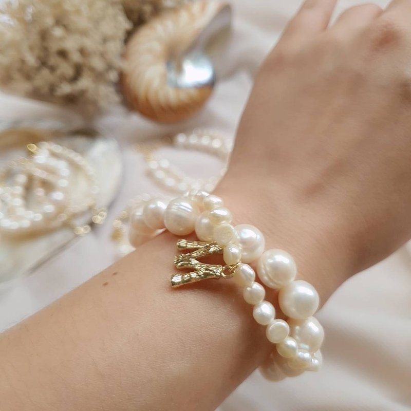 Double Strings Freshwater Pearl Bracelet  *Perfect Gift for Her* - 手链/手环 - 宝石 白色
