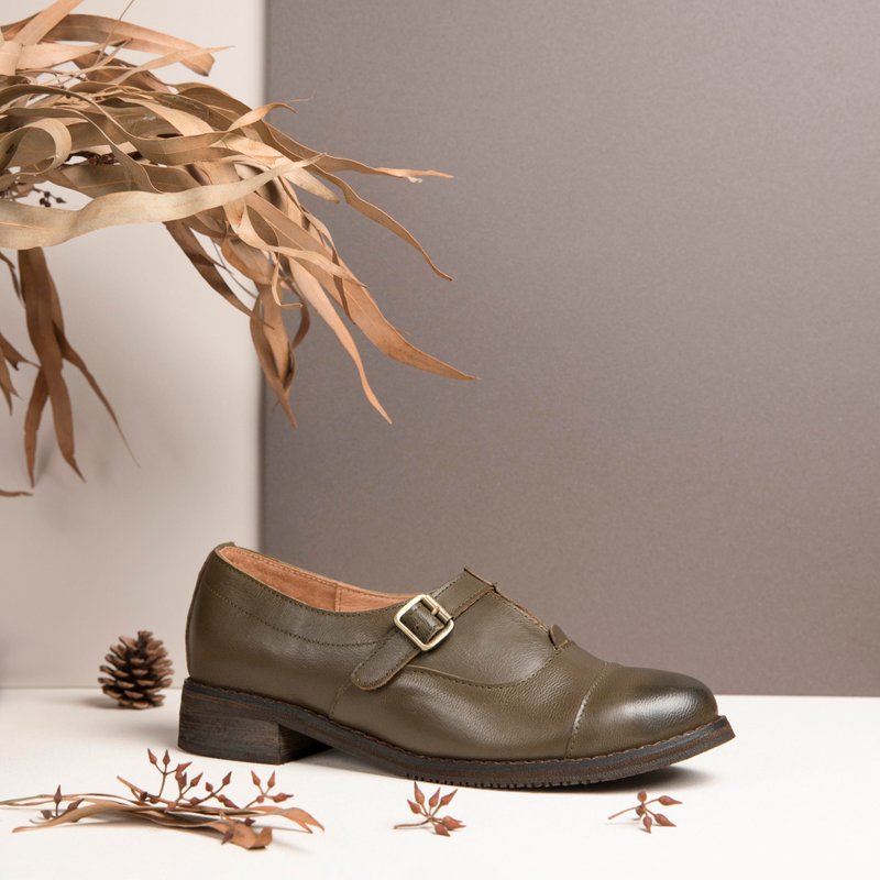 孟克的呐喊 _ 墨绿 - 其他女款皮鞋 - 真皮 绿色