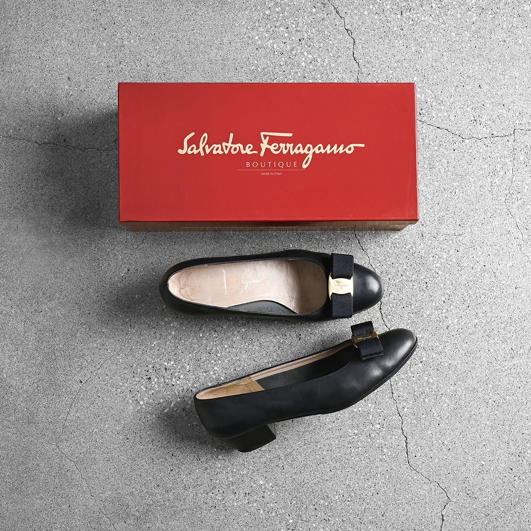 FERRAGAMO低跟鞋 EUR 37 / 古董皮鞋、古着鞋、复古皮鞋、娃娃鞋 - 女款牛津鞋/乐福鞋 - 真皮 蓝色