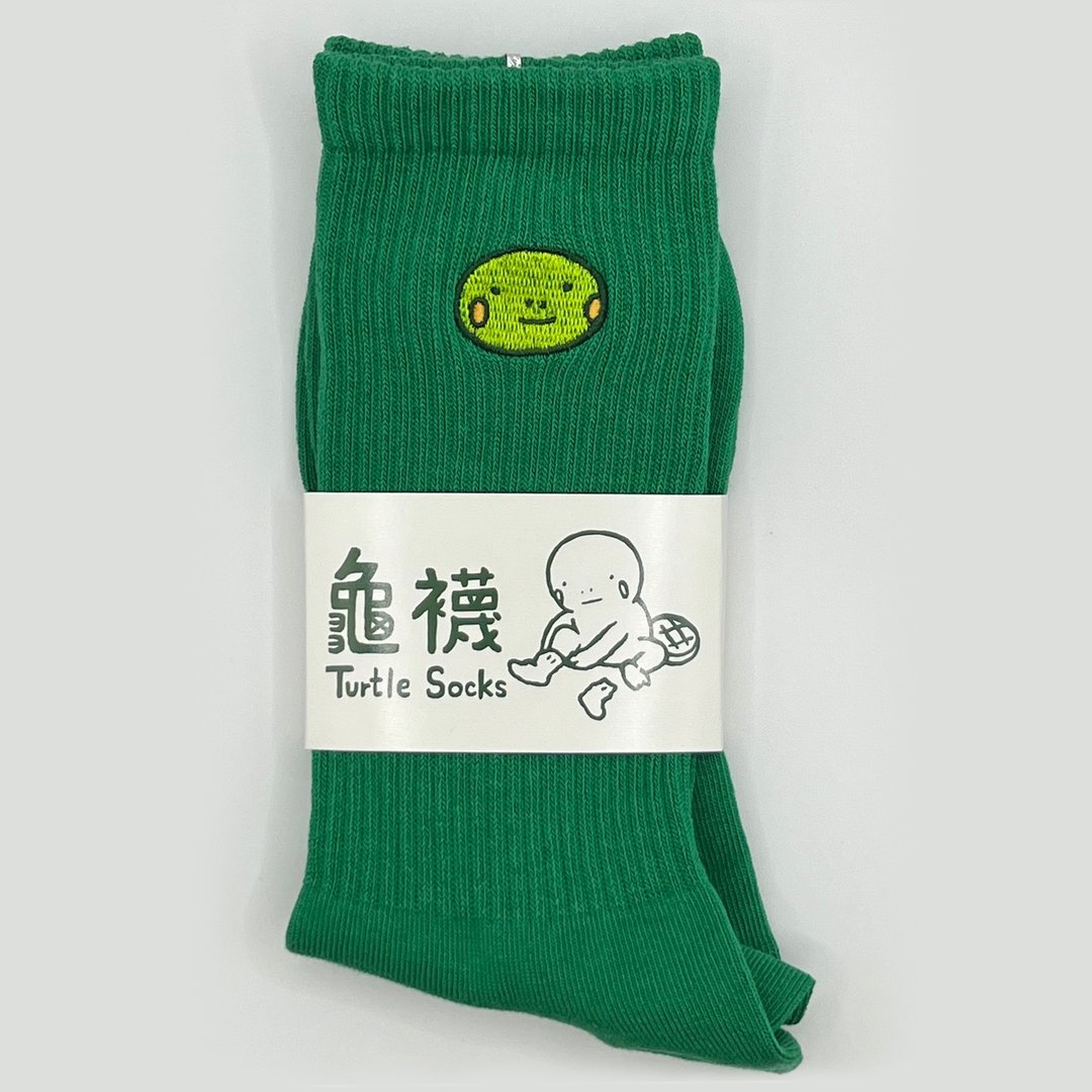 何小涌龟袜 - 袜子 - 棉 绿色