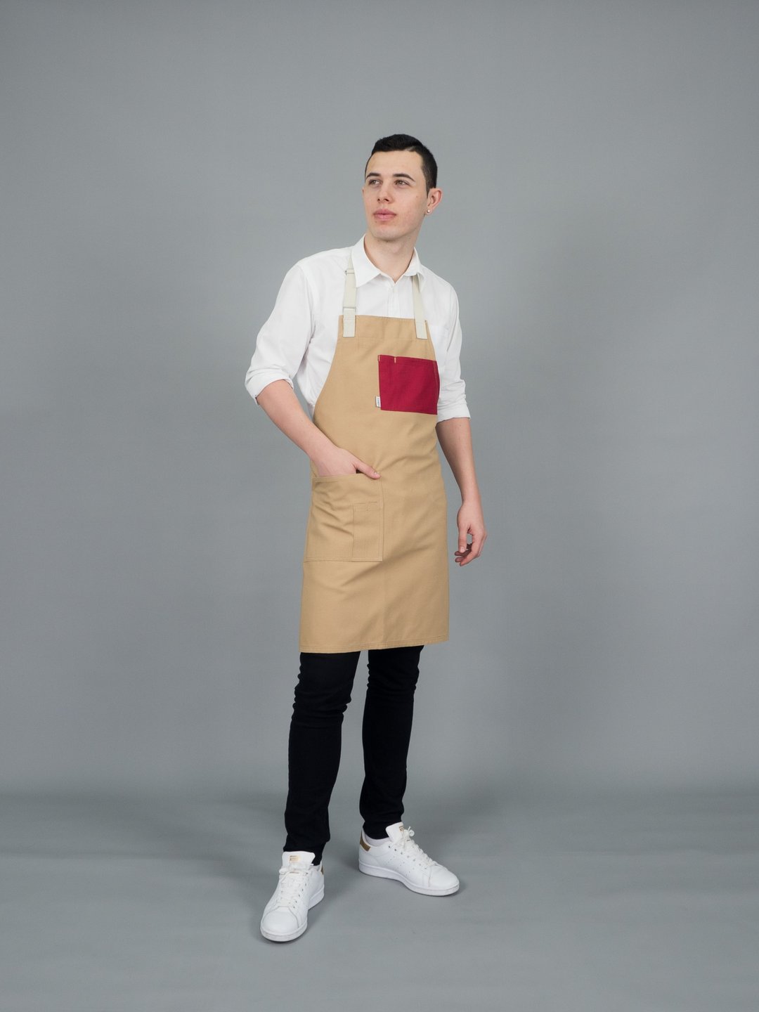 Pebble apron (Cherrywood Red) - 围裙 - 棉 卡其色