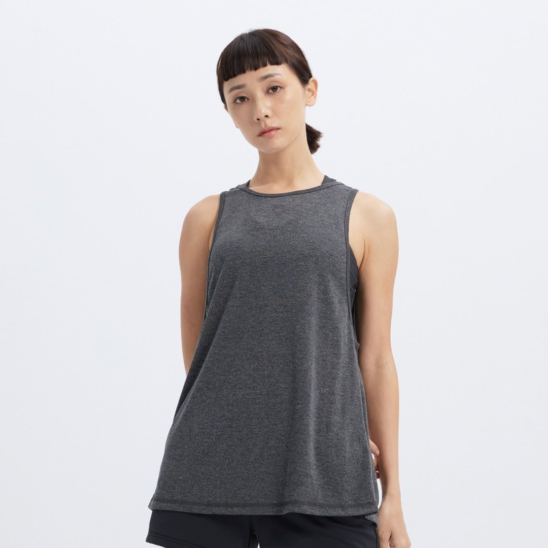 SPORTSWEAR - 开衩宽松背心-黑色 - 女装背心 - 聚酯纤维 黑色