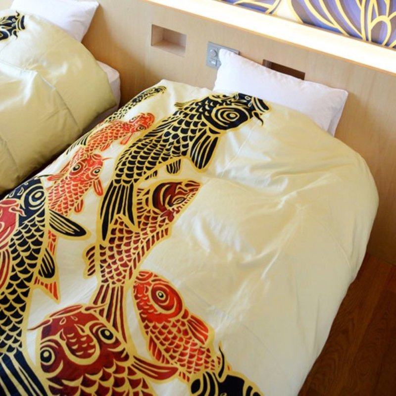 被套 Carp is Dragon in Heaven - 寝具 - 棉．麻 红色