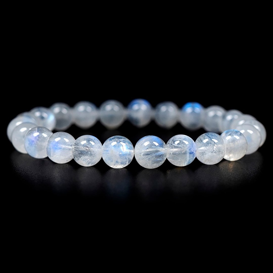 【正佳珠宝】蓝月光石 湛蓝月光 7.8-8.2mm 蓝月光石手珠 - 手链/手环 - 半宝石 多色