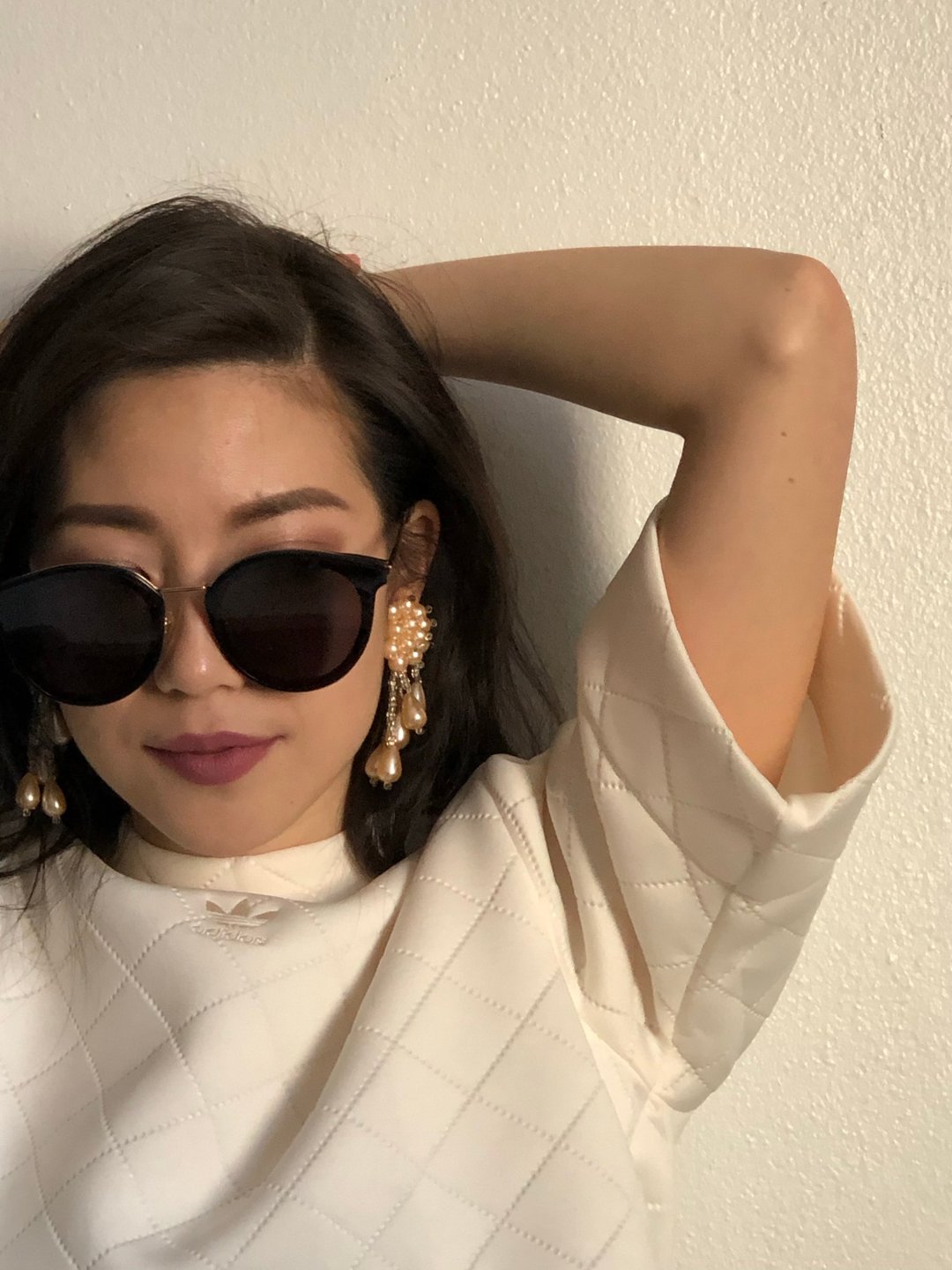 Vintage Ivory Pearl Cluster Drop Earrings - 耳环/耳夹 - 其他金属 白色