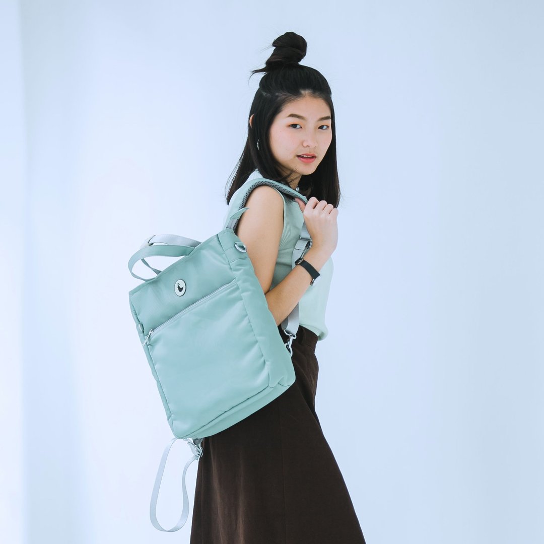 Harbor Gray | Journey Tote Backpack 3 ways | 100% thick twilled nylon - 后背包/双肩包 - 尼龙 灰色