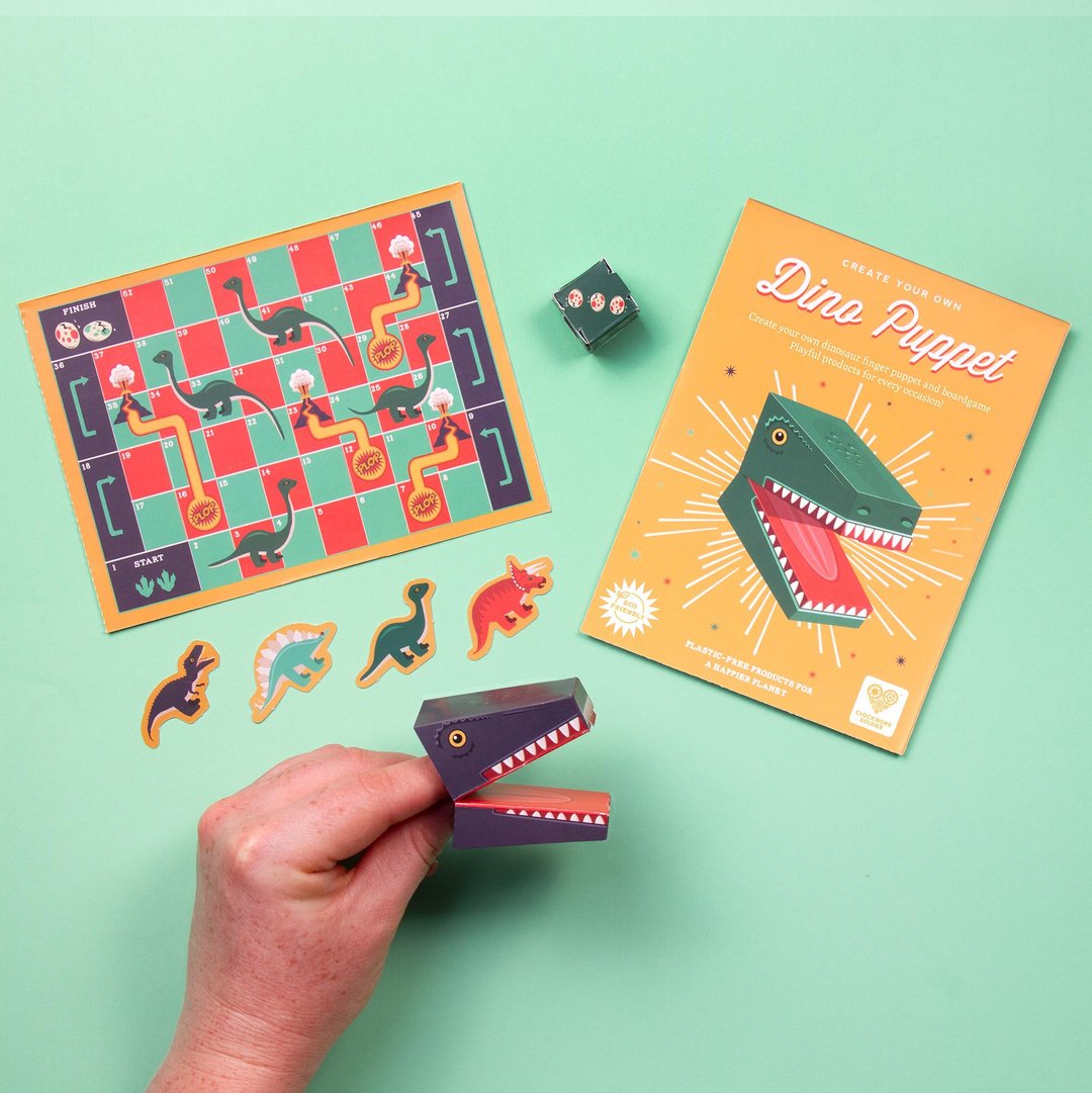 Create Your Own Dino Finger Puppet - 玩具/玩偶 - 纸 绿色