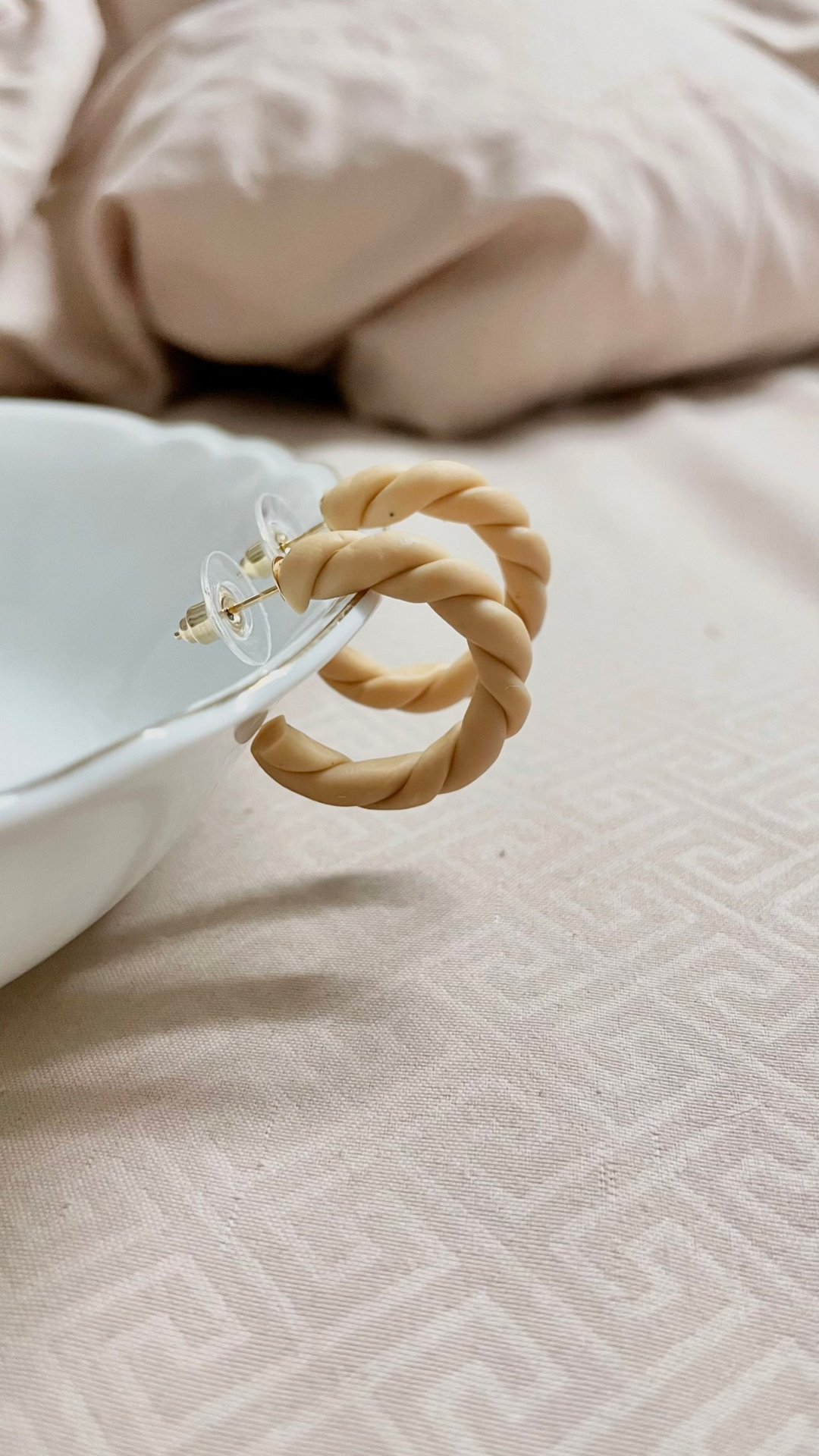 Polymer Clay Earrings : Macaroon 1 - 耳环/耳夹 - 其他材质 橘色