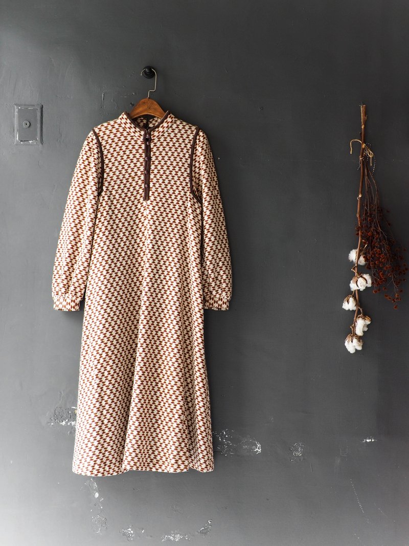 河水山 - 和歌山中式典雅青春派对 古董连身羊呢毛质长裙洋装 overalls oversize vintage dress - 洋装/连衣裙 - 羊毛 多色