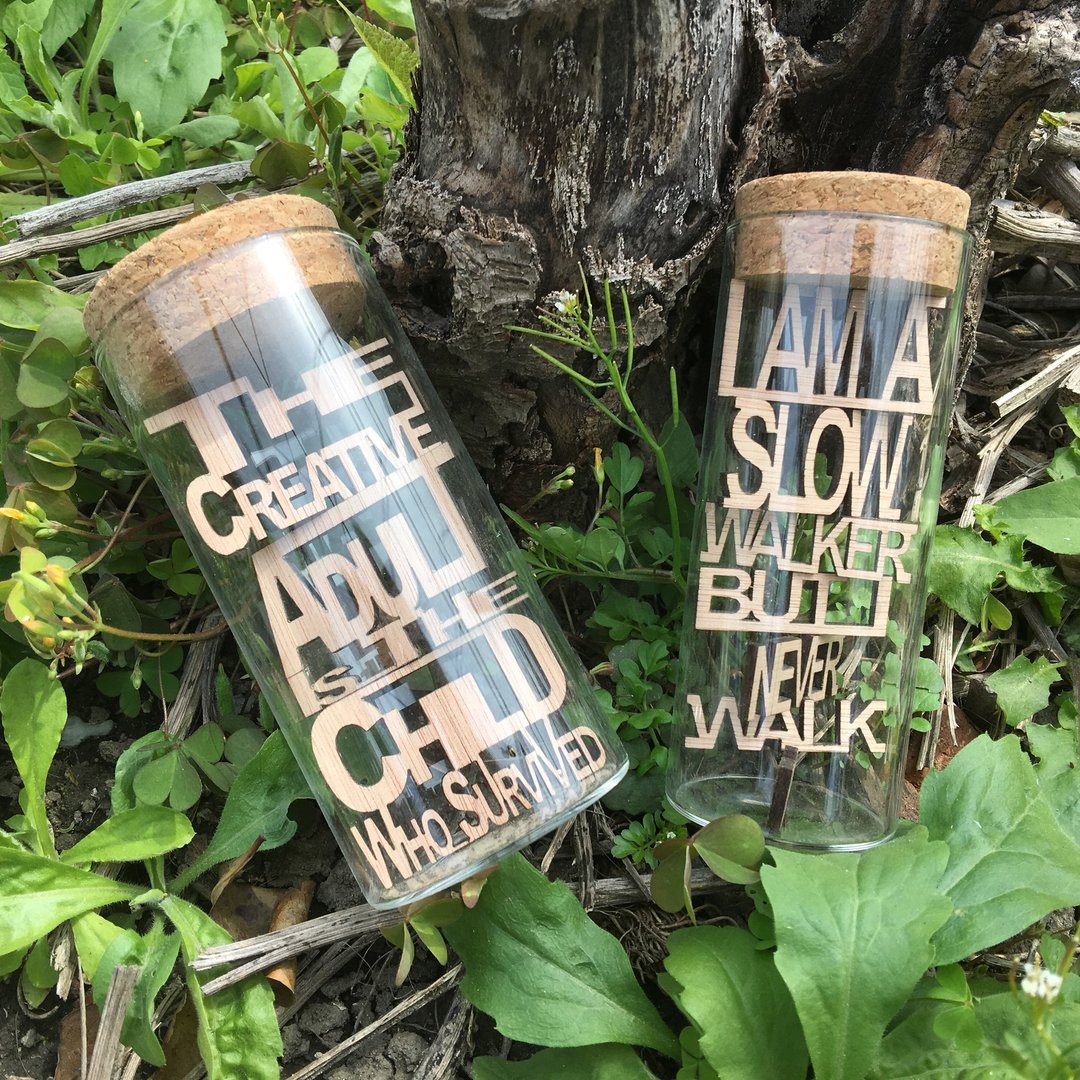现货 耳语瓶 经典名言-Talk Bottle-直式 - 摆饰 - 玻璃 橘色