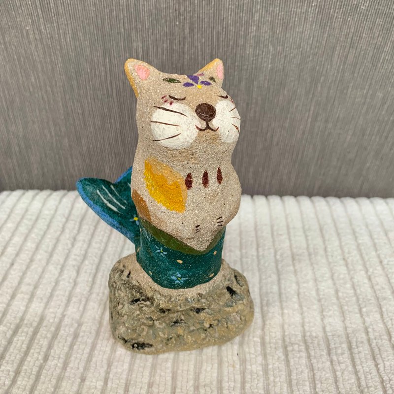 A Lu - 猫咪美人鱼陶花器/摆饰/手做手绘/采美国高量砂陶 仅此一 - 花瓶/陶器 - 陶 多色