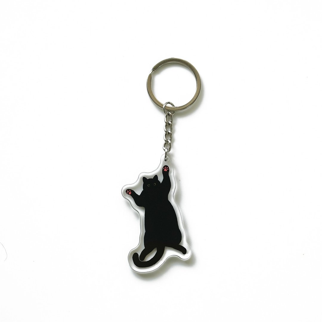买二赠一 手绘猫咪 可爱黑猫咪造型 钥匙圈 - 吊饰 - 压克力 多色