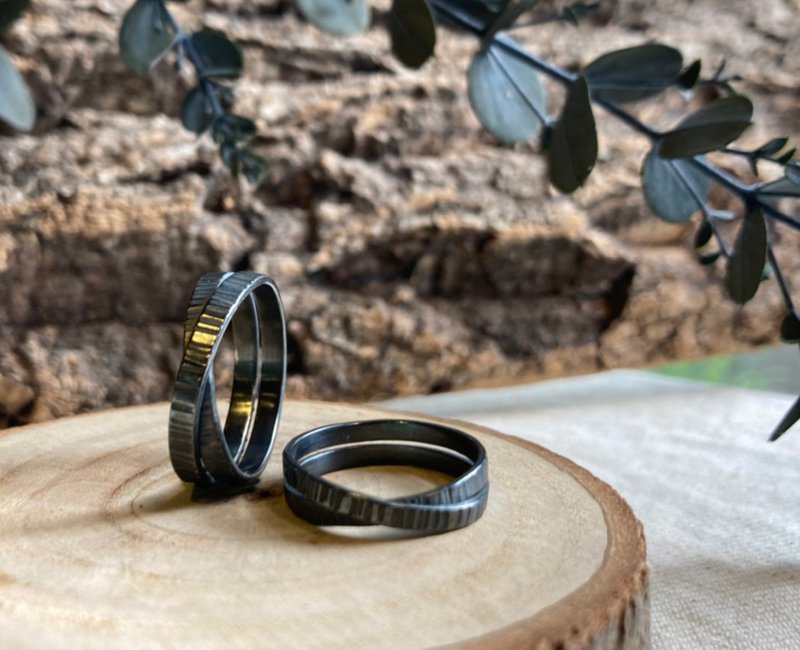 无限树纹银戒 - 对戒 - 纯银 银色