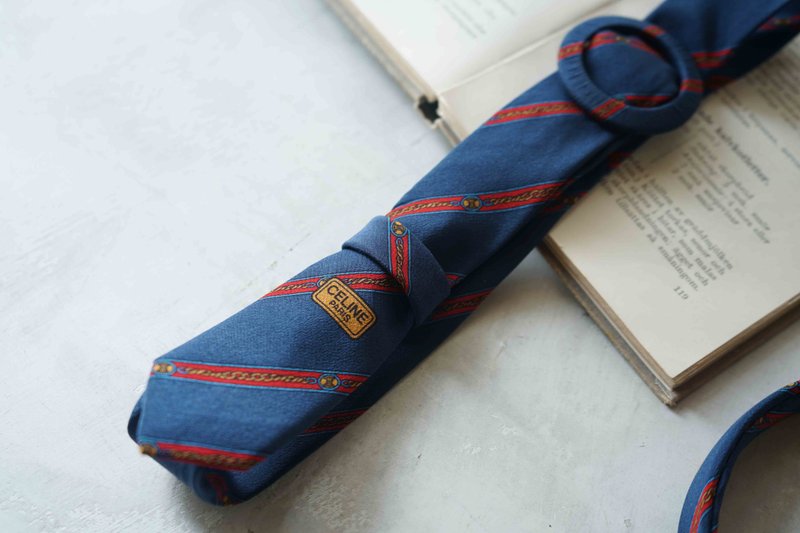 古董领带改制腰带-Celine-学院风深蓝-礼物-腰带发箍组 - 皮带/腰带 - 丝．绢 蓝色