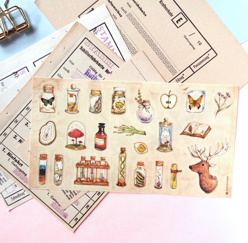 复古实验室 - 刀模和纸贴纸 - 贴纸 - 纸 卡其色