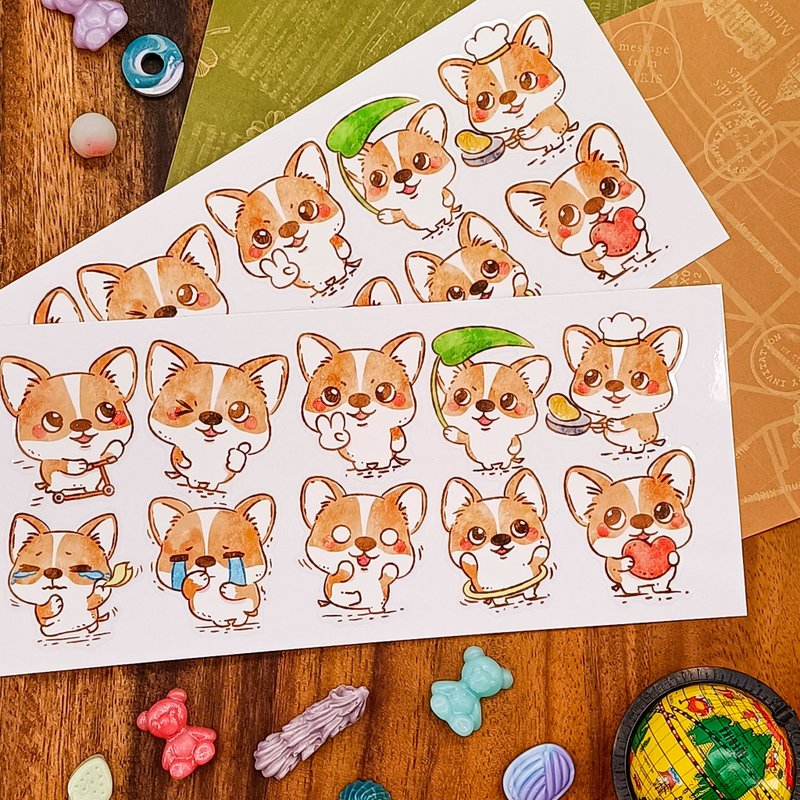 柯柯基A  / 轉印貼紙 - 贴纸 - 其他材质 多色