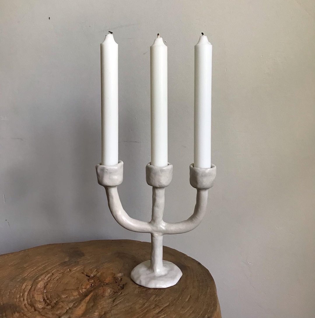 Ceramic candle holder - 花瓶/陶器 - 陶 白色