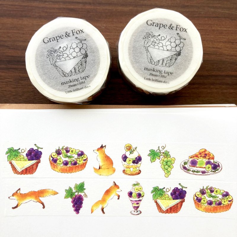 葡萄与狐狸纸胶带 20mm 10M - 纸胶带 - 纸 紫色