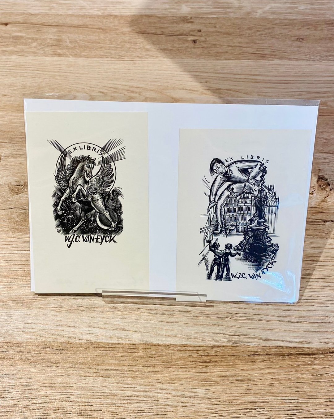 比利时艺术家 GAUDAEN,Gerard-Ex-libris-藏书票-版画-飞马-巨人 - 海报/装饰画/版画 - 纸 白色