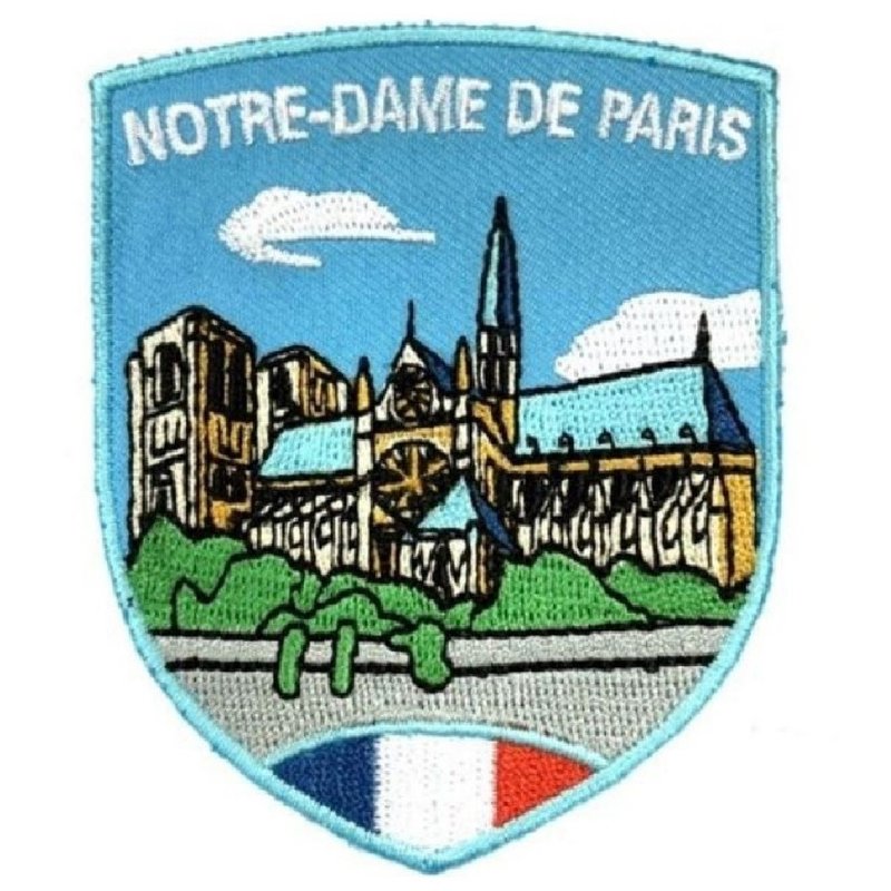 法国 巴黎圣母院 整体 地标热烫刺绣背胶补丁 袖标 布标 布贴 补 - 徽章/别针 - 绣线 多色