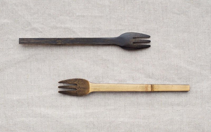 Small bamboo fork wiping lacquer black lacquer (black) - 筷子/筷架 - 木头 黑色