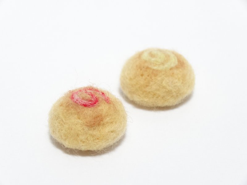 台式圆面包 -羊毛毡  "钥匙圈、吊饰、摆饰"(可定制化更改颜色) - 钥匙链/钥匙包 - 羊毛 多色