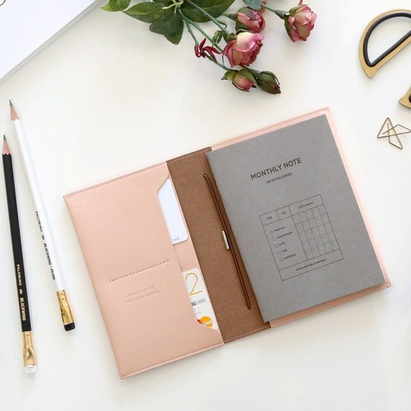 Funnymade 大人收纳A6书套-绑带-粉红,FNM35659 - 书衣/书套 - 真皮 粉红色