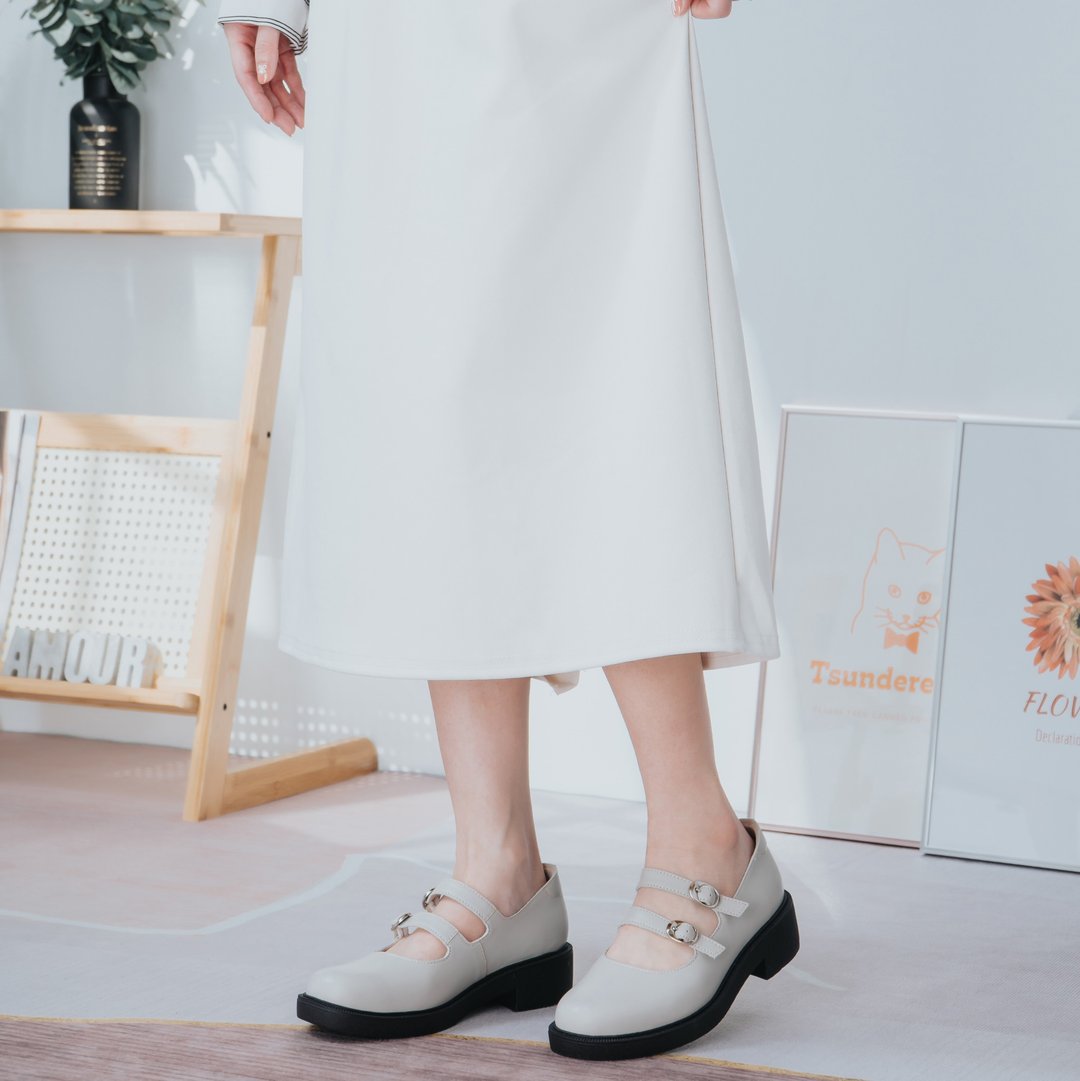 【复古文青】MIT舒适休闲鞋。真皮。极简灰6056 - 女款牛津鞋/乐福鞋 - 真皮 灰色