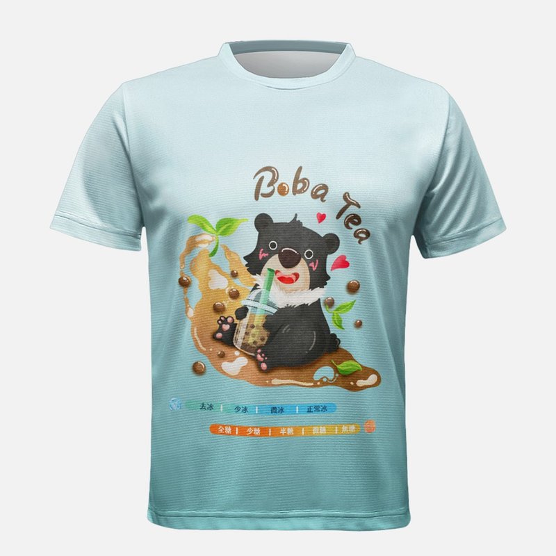 Anti-Arctic 吸湿快排 短袖T恤 珍珠奶茶熊 蓝(男女同款) - 女装 T 恤 - 其他材质 蓝色