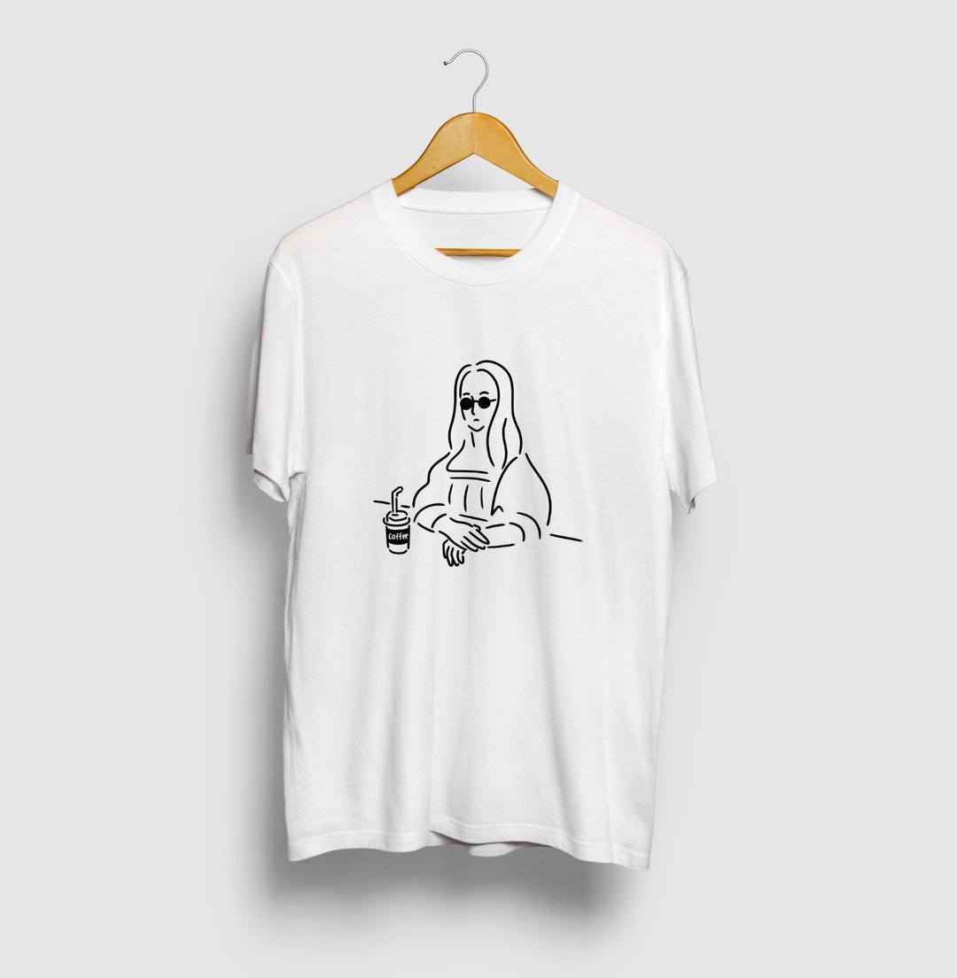Mona lisa illustration t-shirt - 女装 T 恤 - 棉 白色
