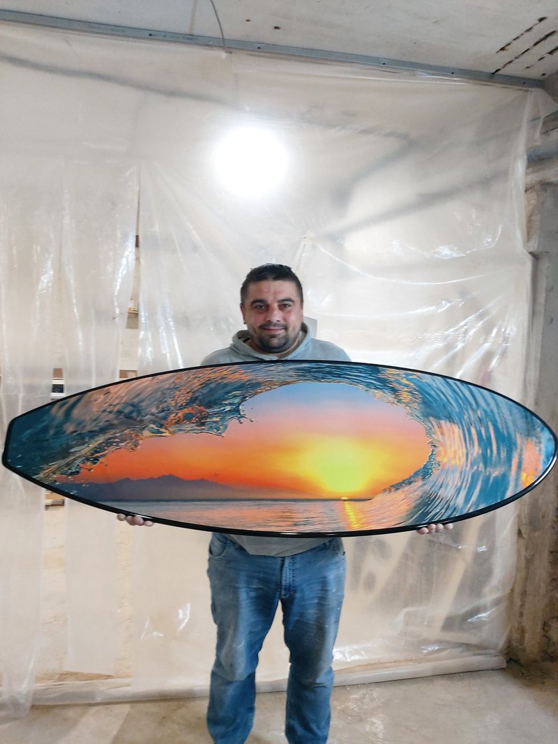 Surfboard Wall Art, Surfers gift, Sea sunset, Wave - 墙贴/壁贴 - 木头 红色