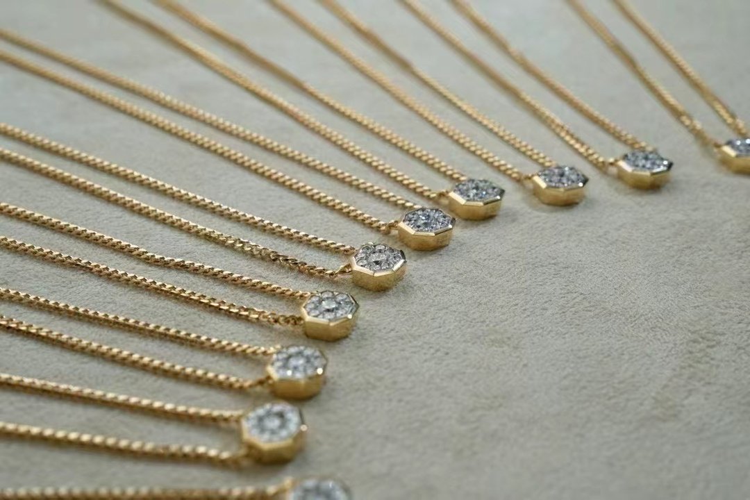 【唯一】18k 金链 碎石 - 项链 - 钻石 