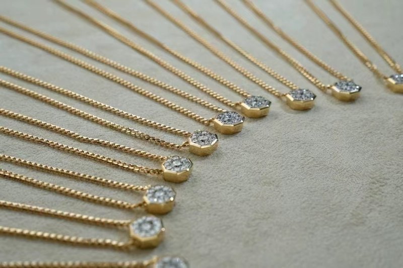 【唯一】18k 金链 碎石 - 项链 - 钻石 