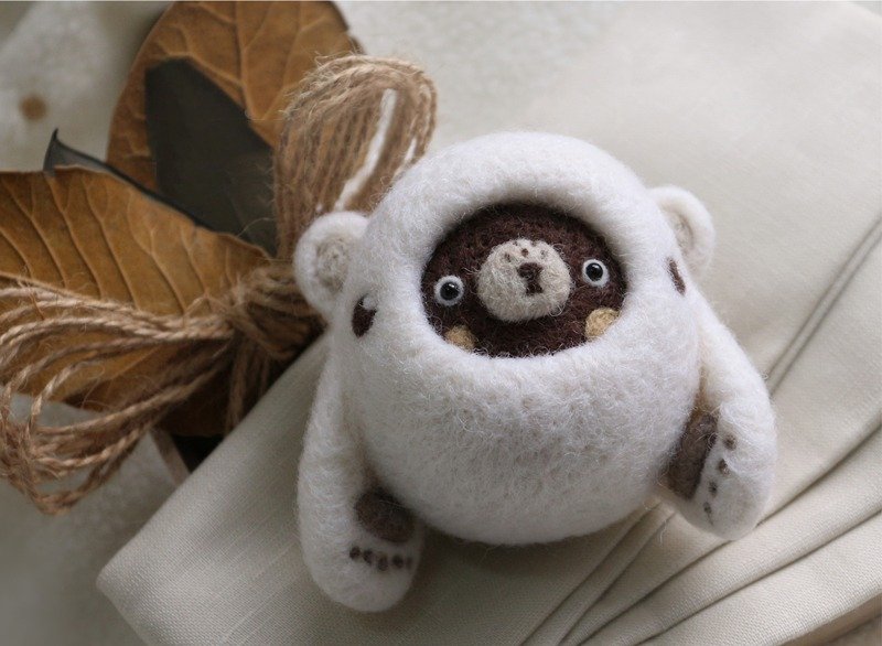 魔幻森林-超萌熊大福羊毛毡挂饰 - 钥匙链/钥匙包 - 羊毛 白色