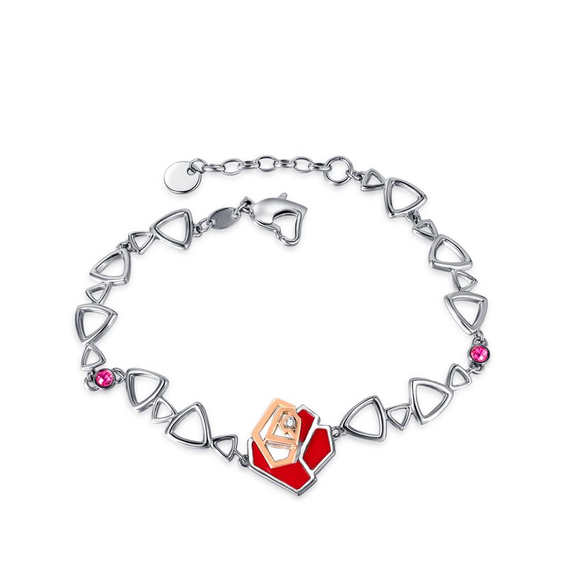 美人心 钻石14K金钻石白钢 女用手链(免费刻字) - 手链/手环 - 钻石 银色