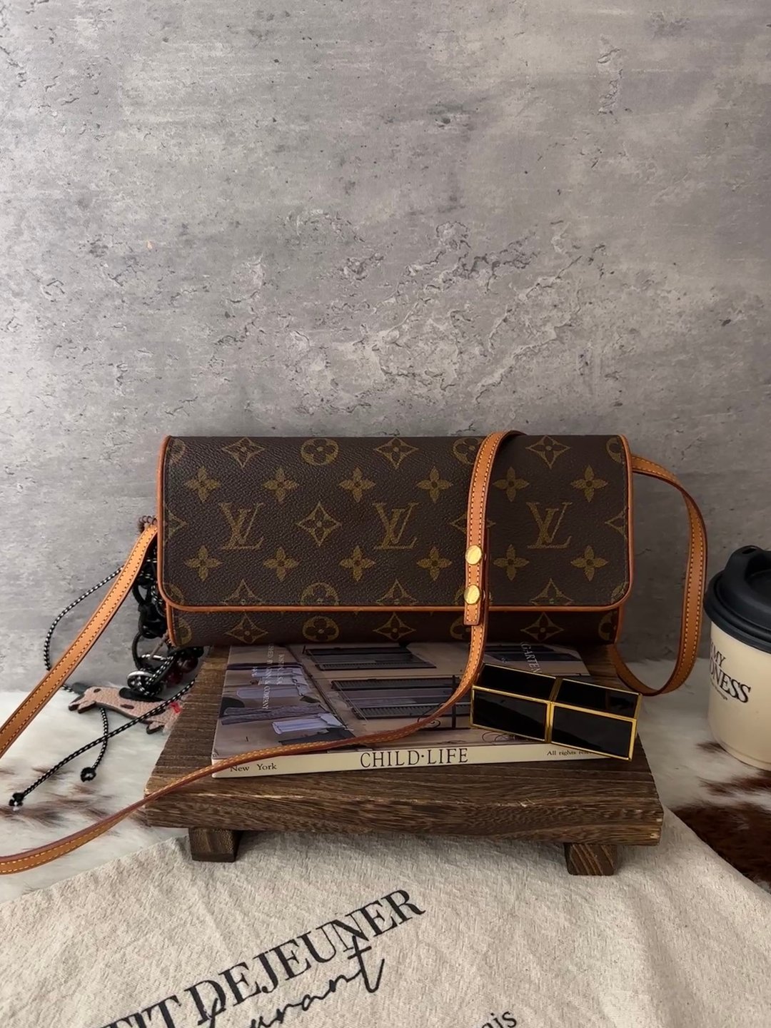 中古包 Louis Vuitton 路易威登 老花法棍斜背包 - 手提包/手提袋 - 其他材质 咖啡色