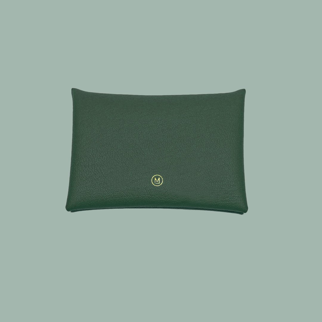 定制化礼物马卡龙墨绿色抹茶卡片套/钱包/card holder/card case - 皮夹/钱包 - 真皮 绿色