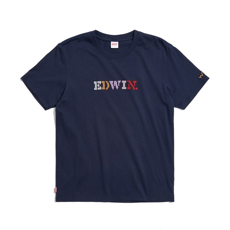 EDWIN 圆点刺绣印花短袖T恤-男款 (丈青色) #上衣 - 男装上衣/T 恤 - 棉．麻 蓝色